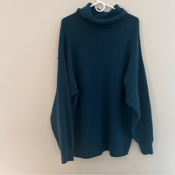 Free People Softly Structured Knit Tunic Sweater Oversized In Deep Jade Size M - Picture 6 of 8